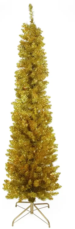 6' Pre-Lit Gold Pencil Artificial Christmas Tree - Clear Lights