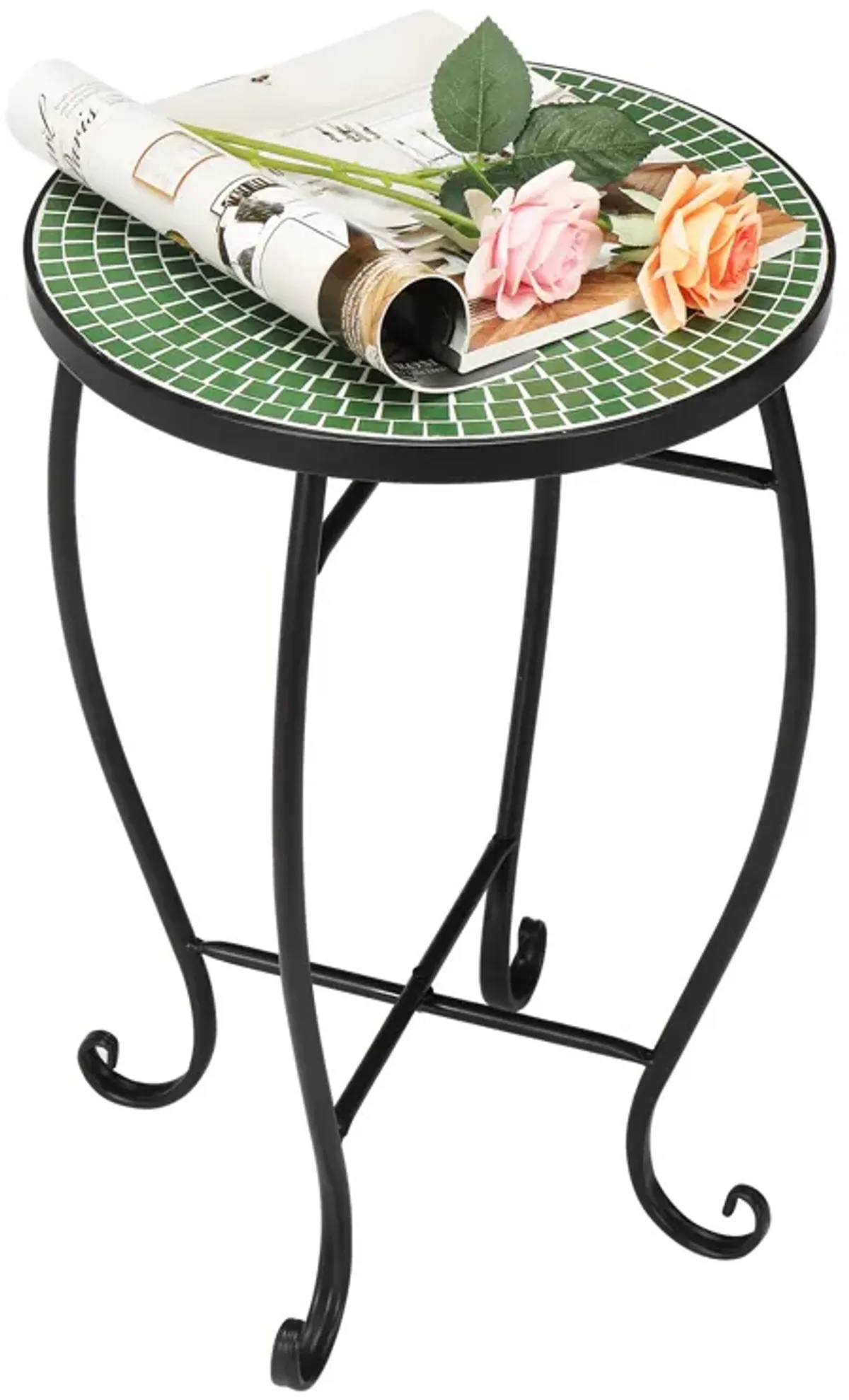 Round Terrace Bistro Table with Floral Mosaic Design for Elegant Patio & Garden Décor