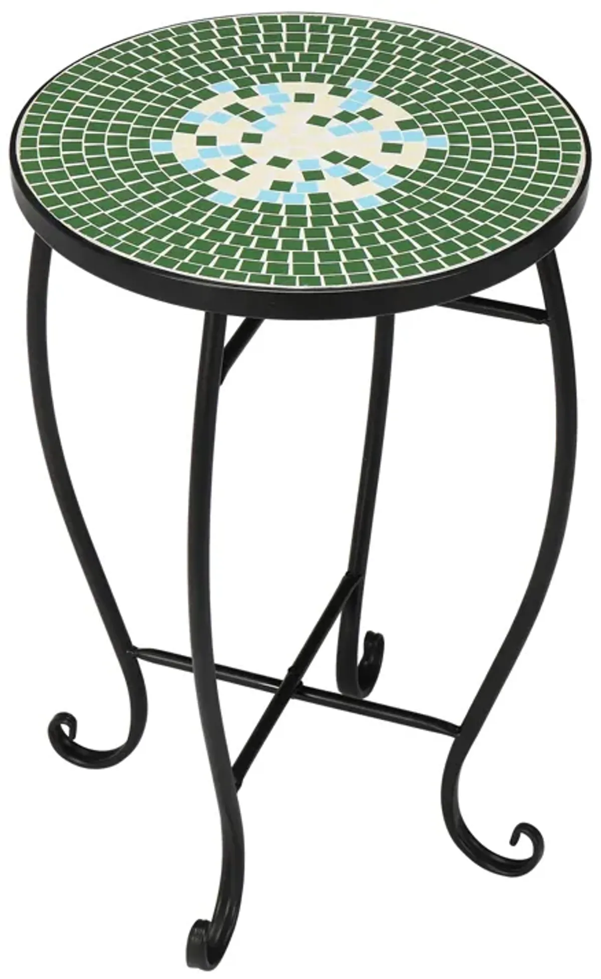 Round Terrace Bistro Table with Floral Mosaic Design for Elegant Patio & Garden Décor