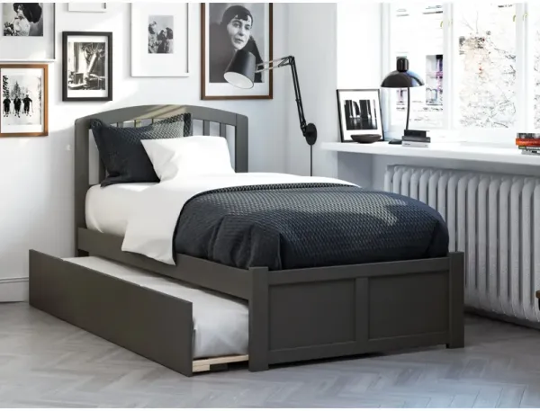 Richmond Twin Extra Long Bed with Footboard and Twin Extra Long Trundle in Grey