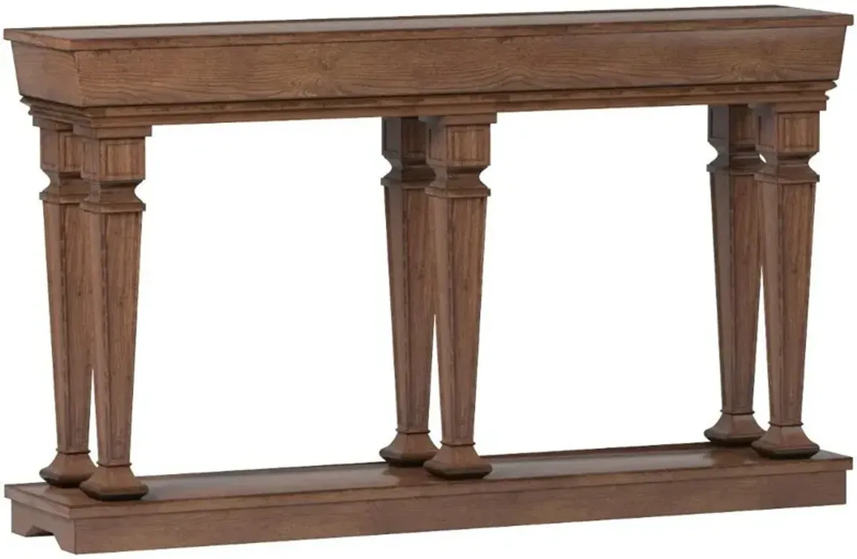 Wooden Console Table with One Bottom Shelf, Oak Brown-Benzara