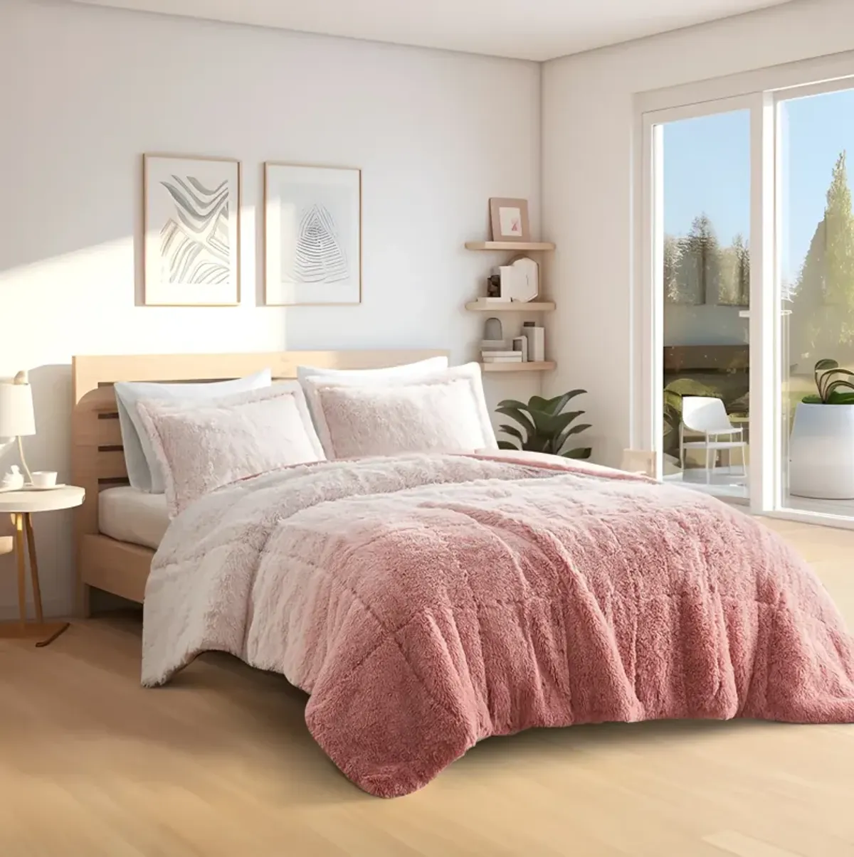 Gracie Mills Ethel Faux Fur Ombre Shag Comforter Set