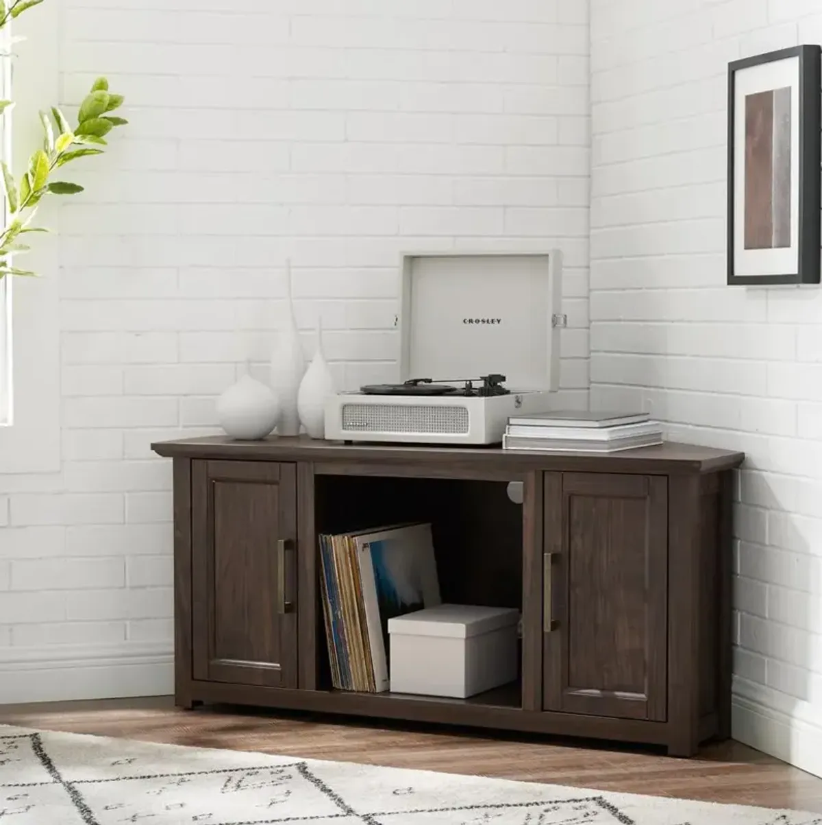 Camden 48" Corner Tv Stand Dark Walnut