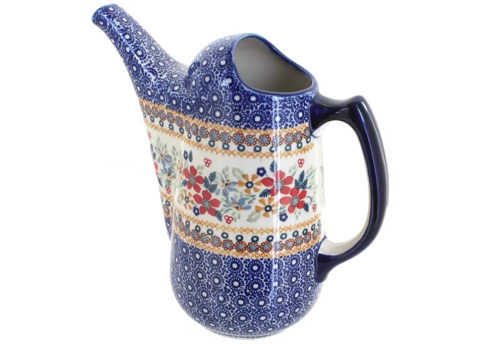 Blue Rose Polish Pottery Woodland Fern Watering Can