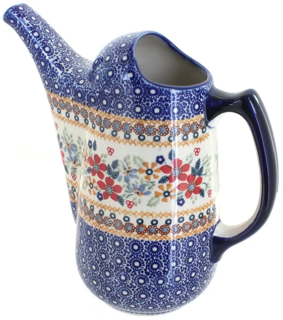 Blue Rose Polish Pottery Woodland Fern Watering Can