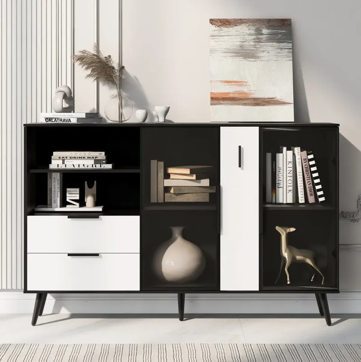 Merax  Two-door Storage Cabinet with Metal Handles