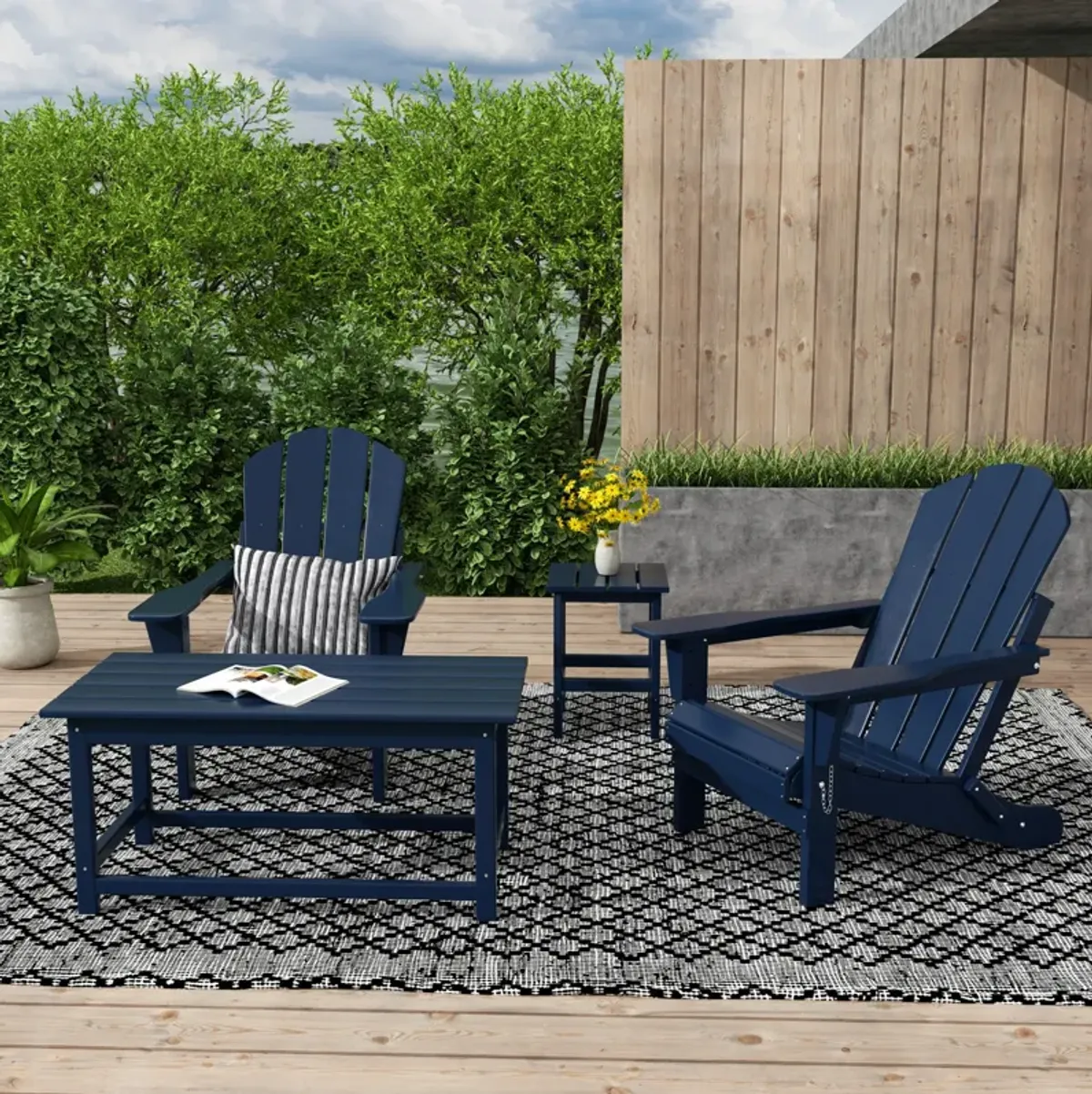 WestinTrends 4-Piece Outdoor Paio Adirondack Conversation Seating Set