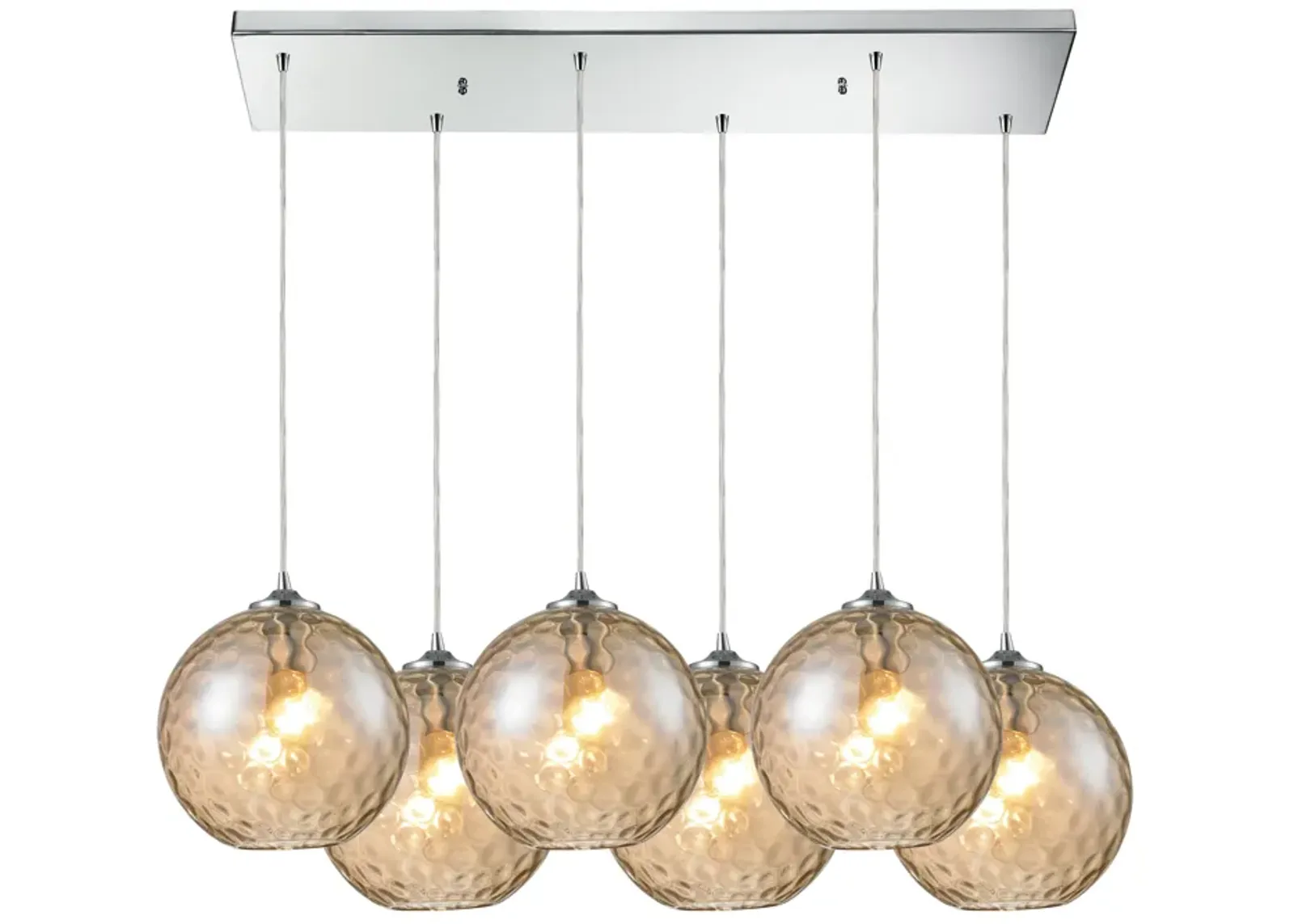 Watersphere 6 Light Rectangular Mini Pendant in Bronze