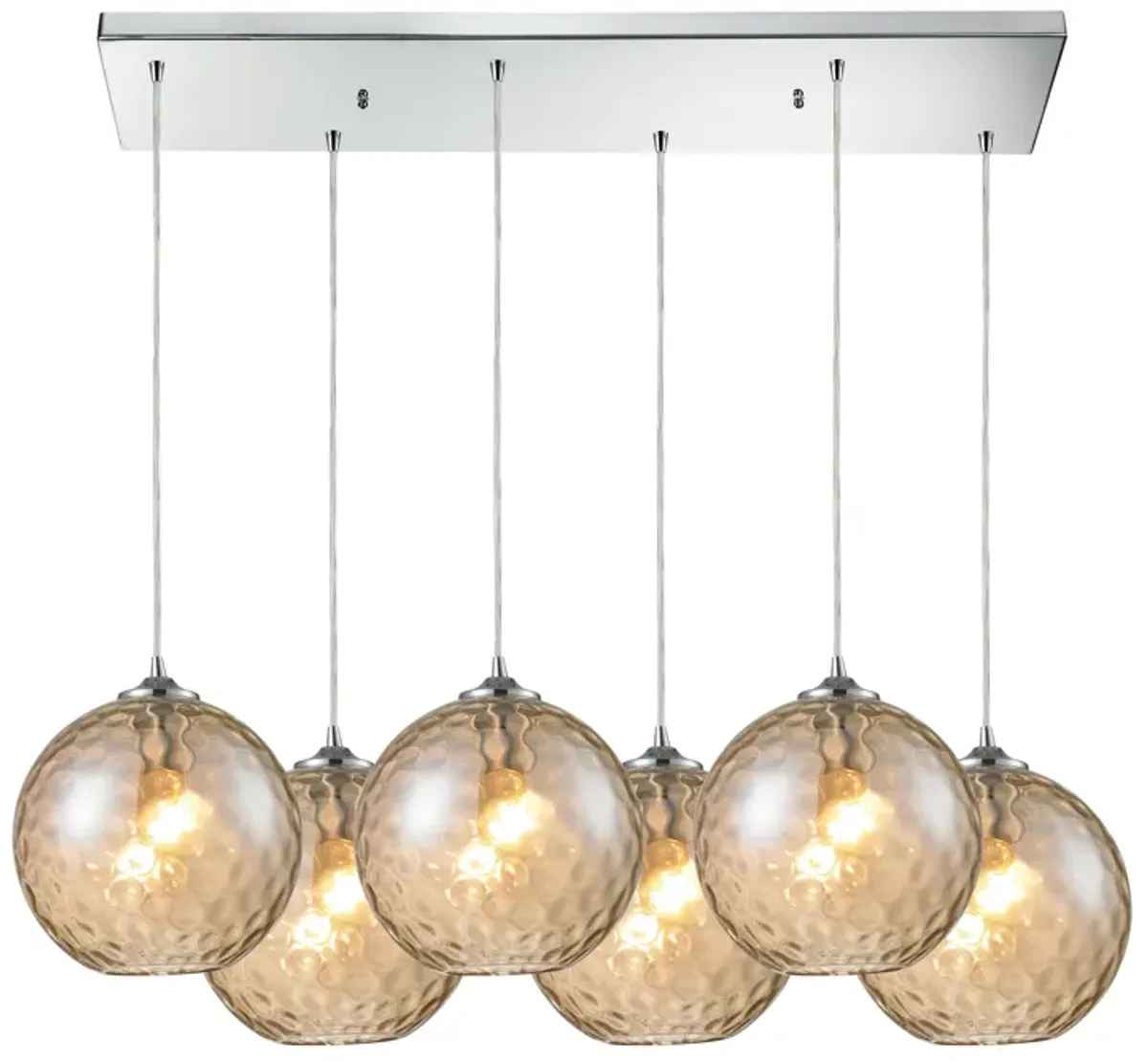 Watersphere 6 Light Rectangular Mini Pendant in Bronze