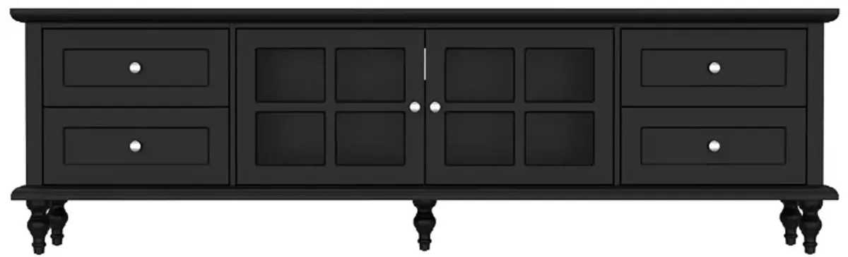 FUFU&GAGA Classic TV Stand with Glass Doors and Storage Drawers, (70.9" L x 13.8" W x 21.5" H),Black