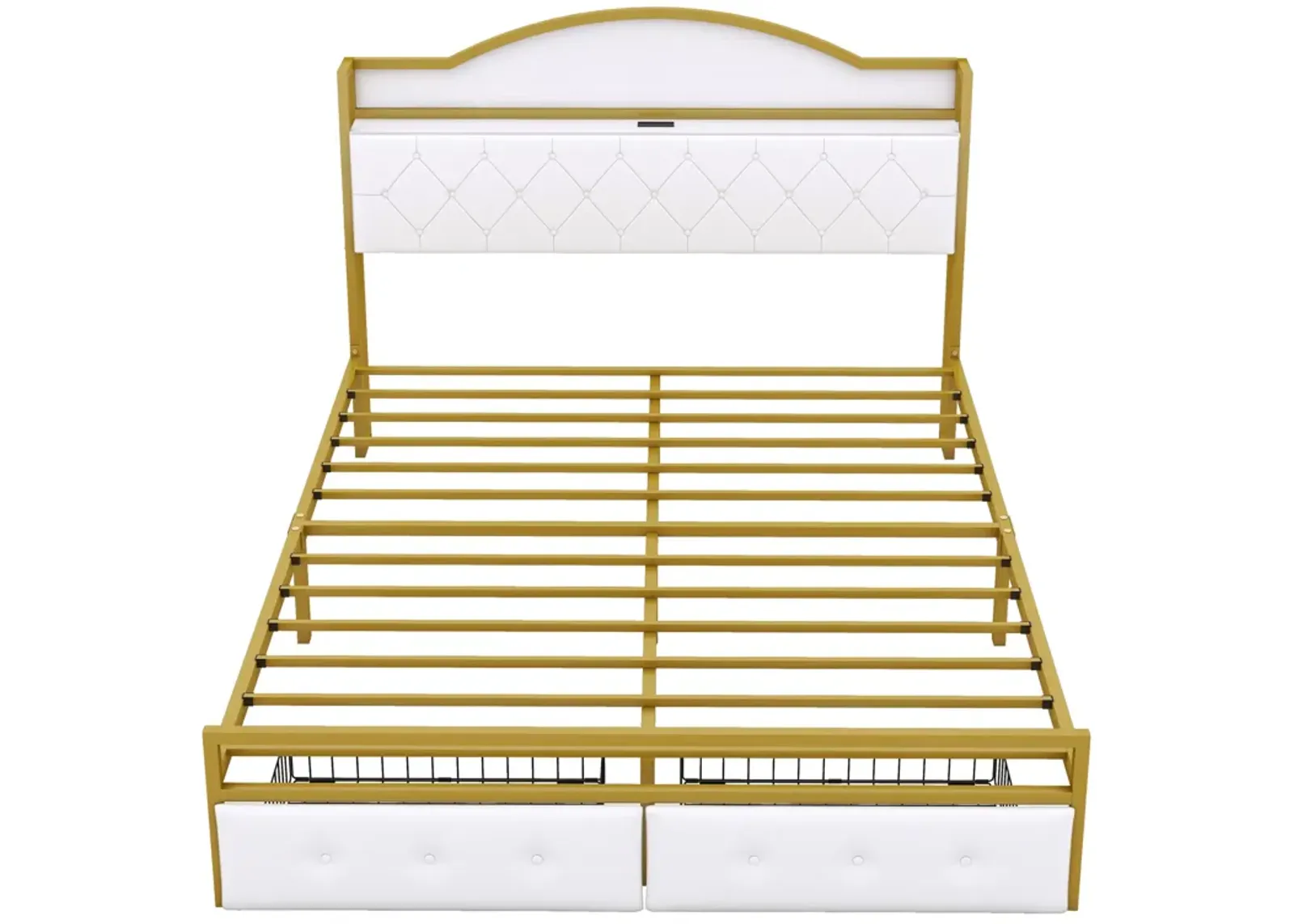 Merax Metal Platform Bed With  Storage Headboard