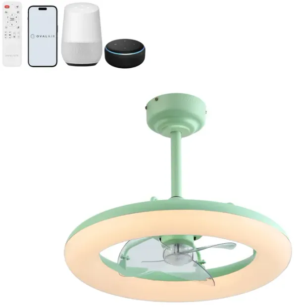 Piero 21.5" Contemporary Minimalist 3-Speed Metal Mobile-App/Remote-Controlled Dimmable Smart Integrated LED Ceiling Fan