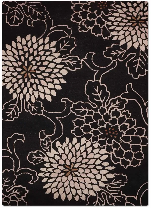 RUGSOTIC CARPETS HAND TUFTED WOOL ECO-FRIENDLY AREA RUGS  - 9'x12', Rectangle Shape, Black, Classic Oriental Traditional  Design, High Pile Handmade Area Rugs for Living Room, Bed Room (K00664)