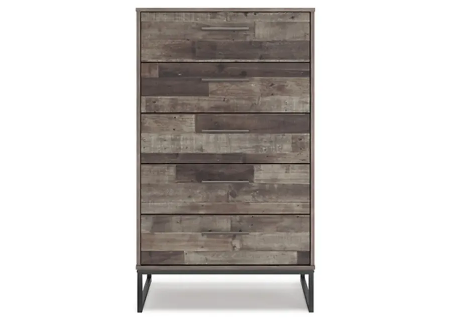 Neilsville 5 Drawer Chest of Drawers in Multi Gray