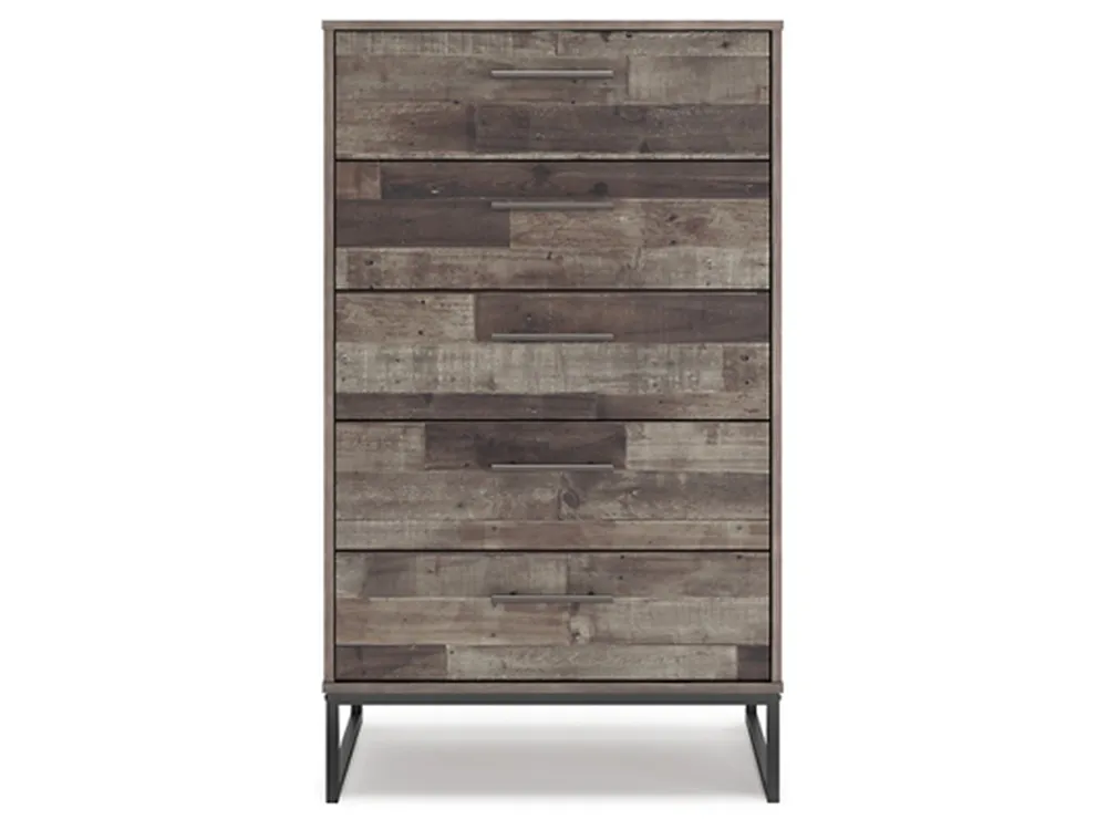 Neilsville 5 Drawer Chest of Drawers in Multi Gray