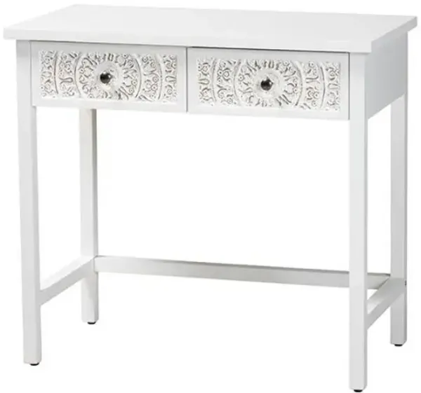 Yelena Classic and Traditional White Finished Wood 2-Drawer Console Table
