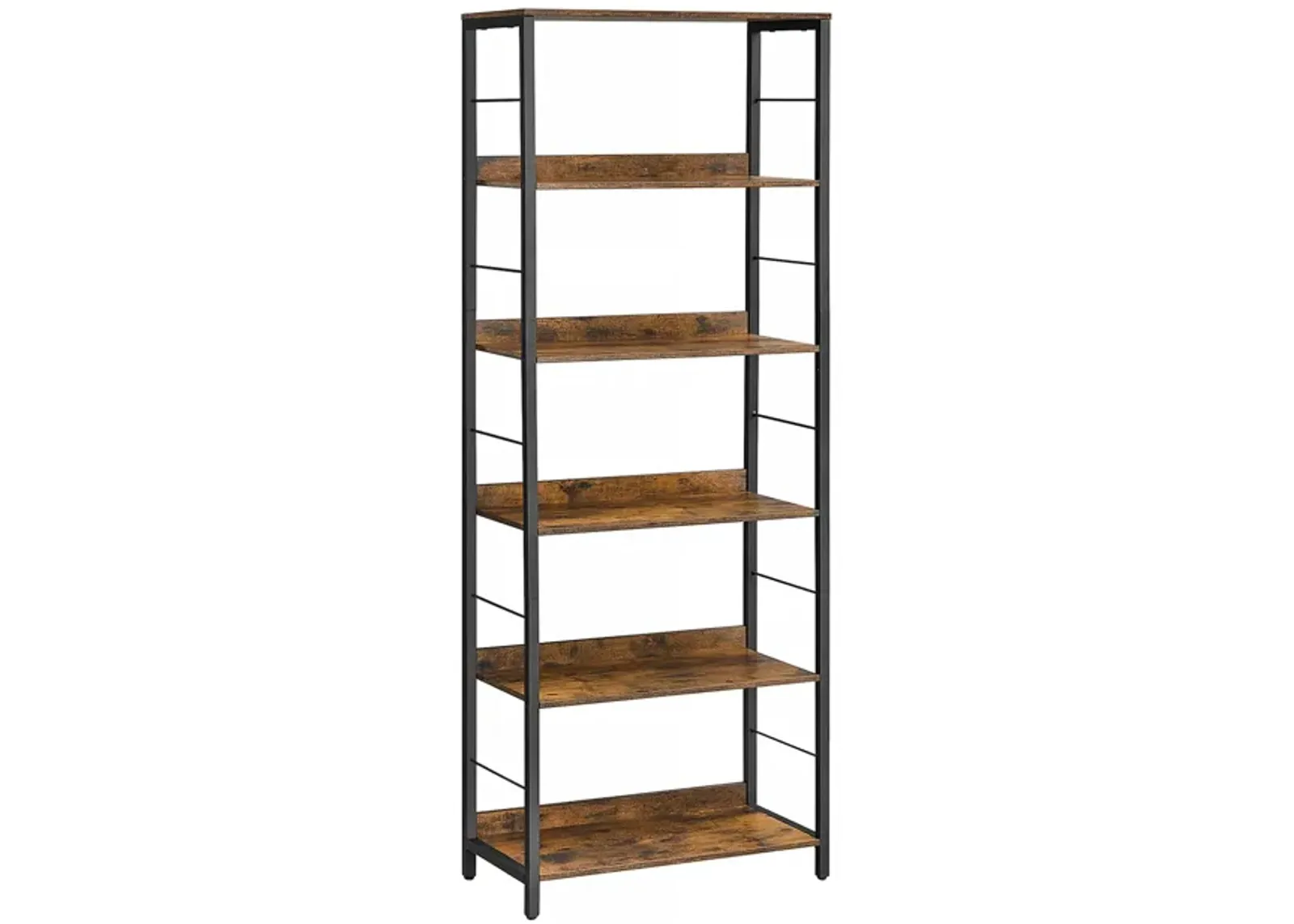 6-Tier Industrial Bookshelf with Metal Frame for Modern Home Storage