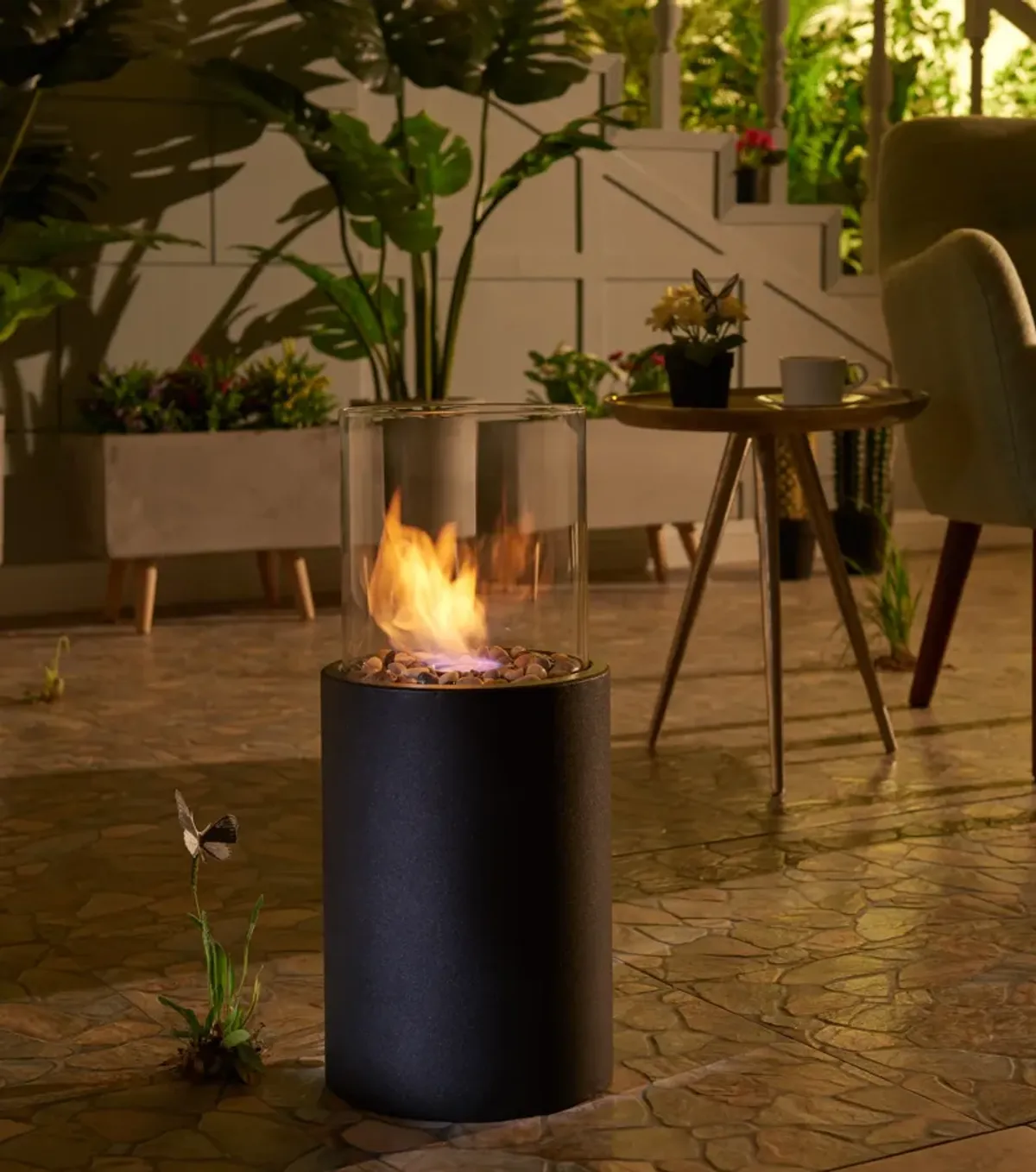 Indoor / Outdoor Portable Tabletop Fire Pit Small Clean-Burning Bio Ethanol Ventless Fireplace