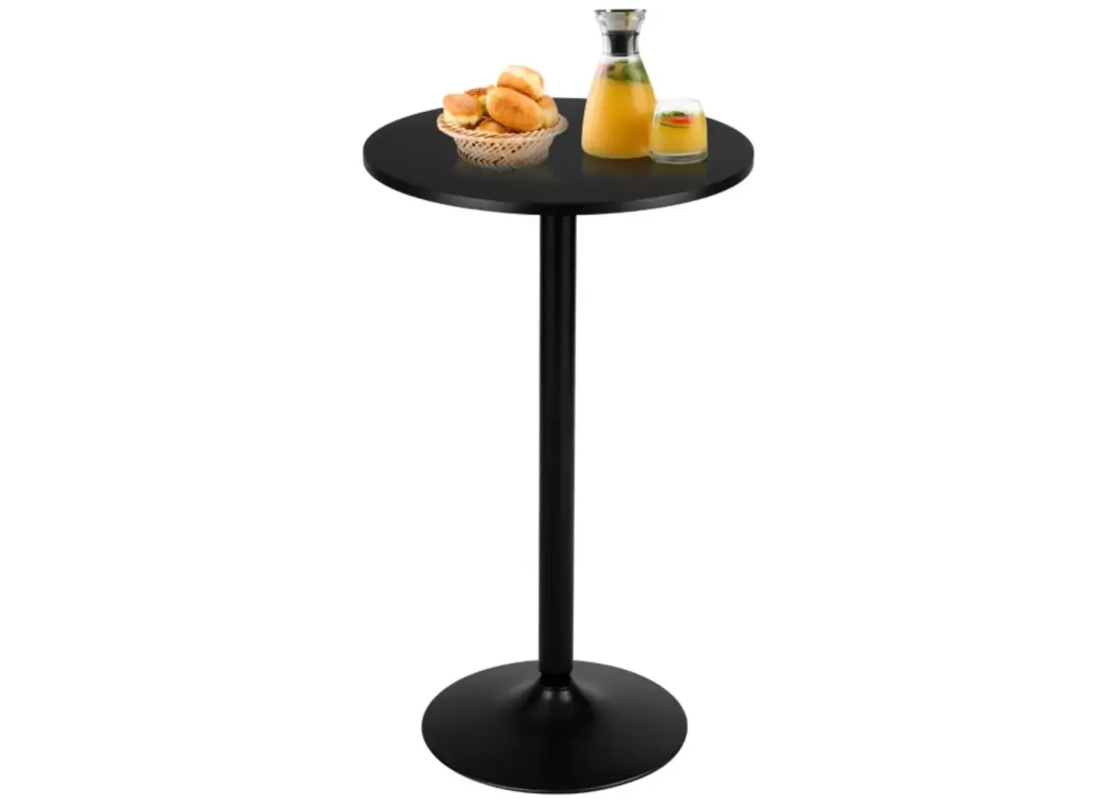 Hivvago 24 Inch Modern Style Round Cocktail Table with Metal Base and MDF Top