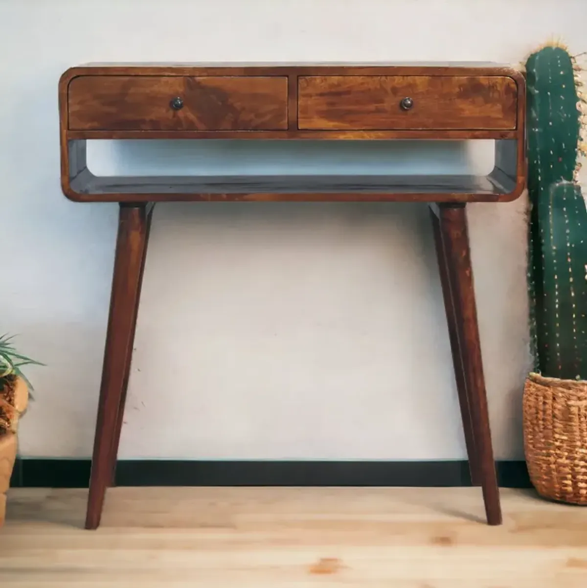 Sonata  Solid Wood Chestnut 2Drawer Console Table