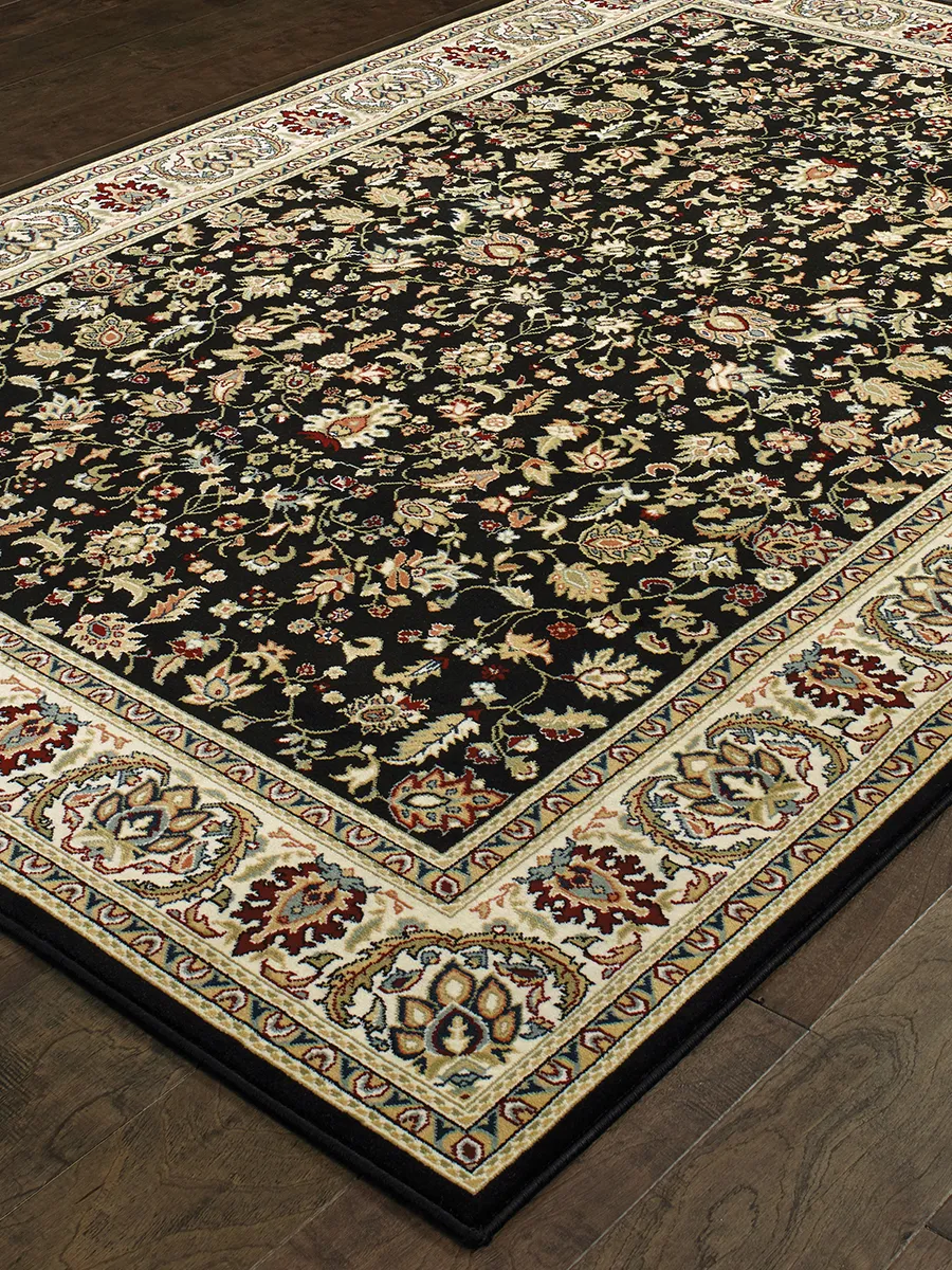 Kashan 1'10" x 3' Black Rug