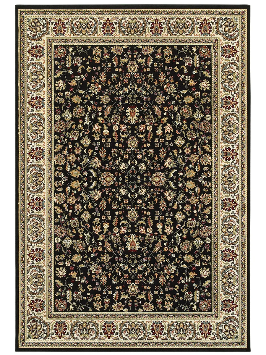 Kashan 1'10" x 3' Black Rug