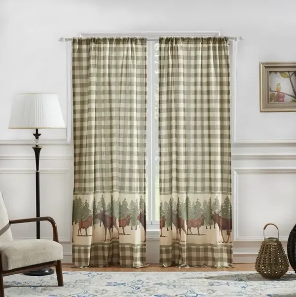 Greenland Home Fashion Moose Creek Buffalo Window Panel And Tie Backs - 4 - Piece - Multi 42x84"