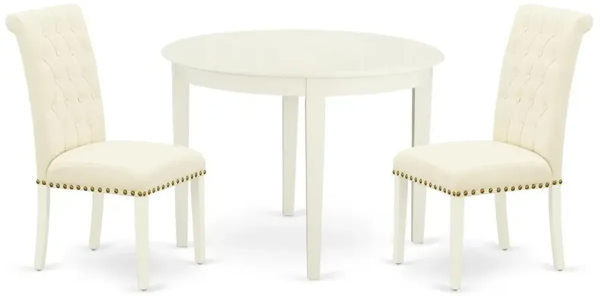 Dining Room Set Linen White, BOBR3-WHI-02