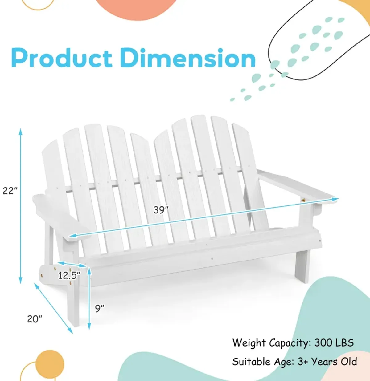 2 Person Adirondack Chair with High Backrest