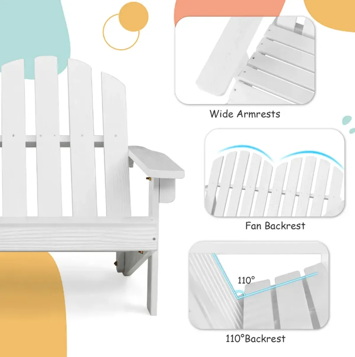 2 Person Adirondack Chair with High Backrest