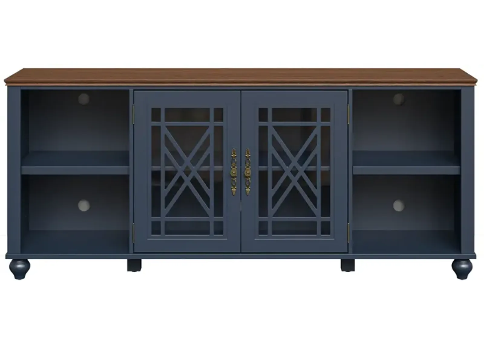 FESTIVO 70" Vintage Style TV Stand with Carved Doors for TVs Up to 80"