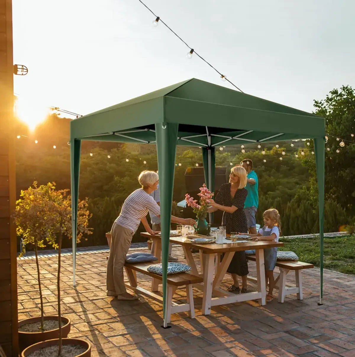 Waterproof Right-Angle Folding Tent Portable Canopy with Two Doors & Two Windows for Outdoor Events
