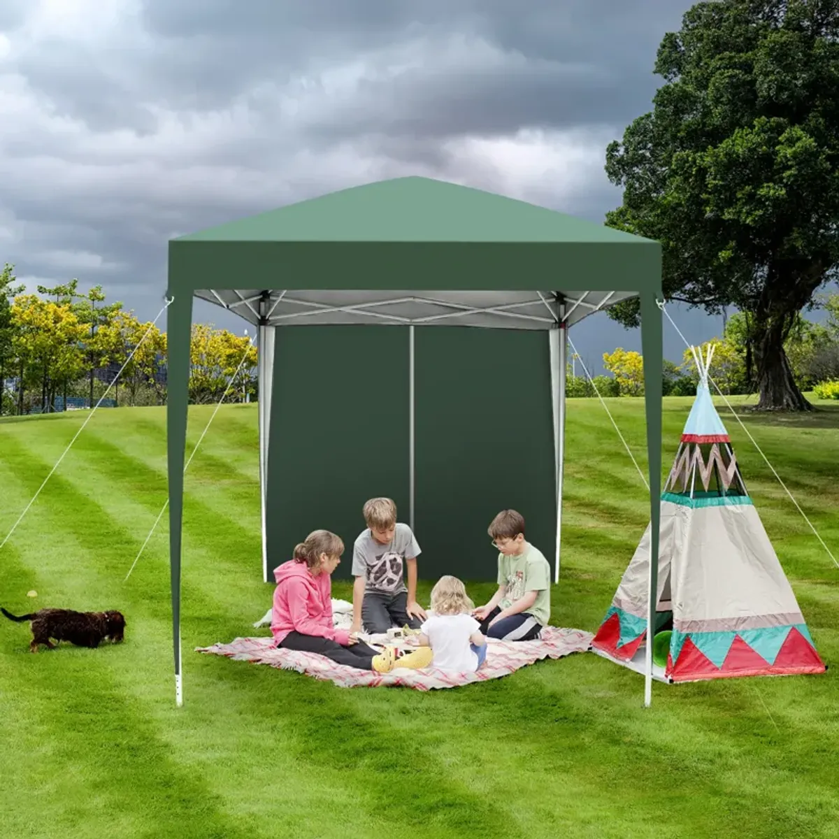 Waterproof Right-Angle Folding Tent Portable Canopy with Two Doors & Two Windows for Outdoor Events