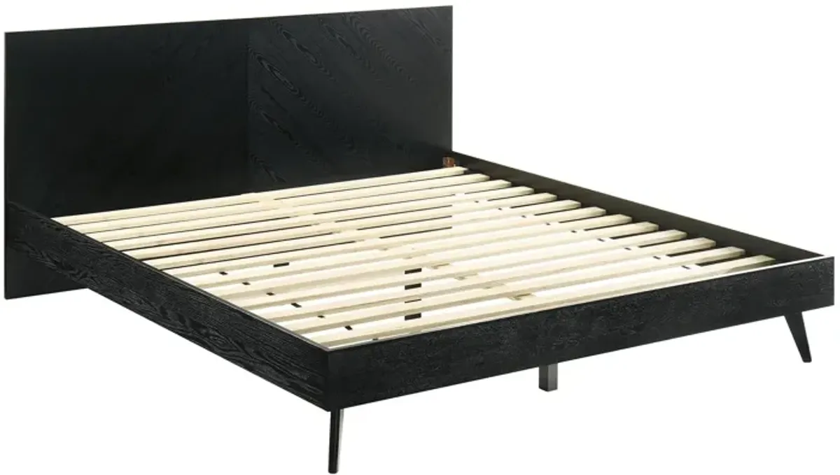 Benjara Mian Bedroom 3 pcs Set, King Platform Bed and Nightstand, Sleek Black