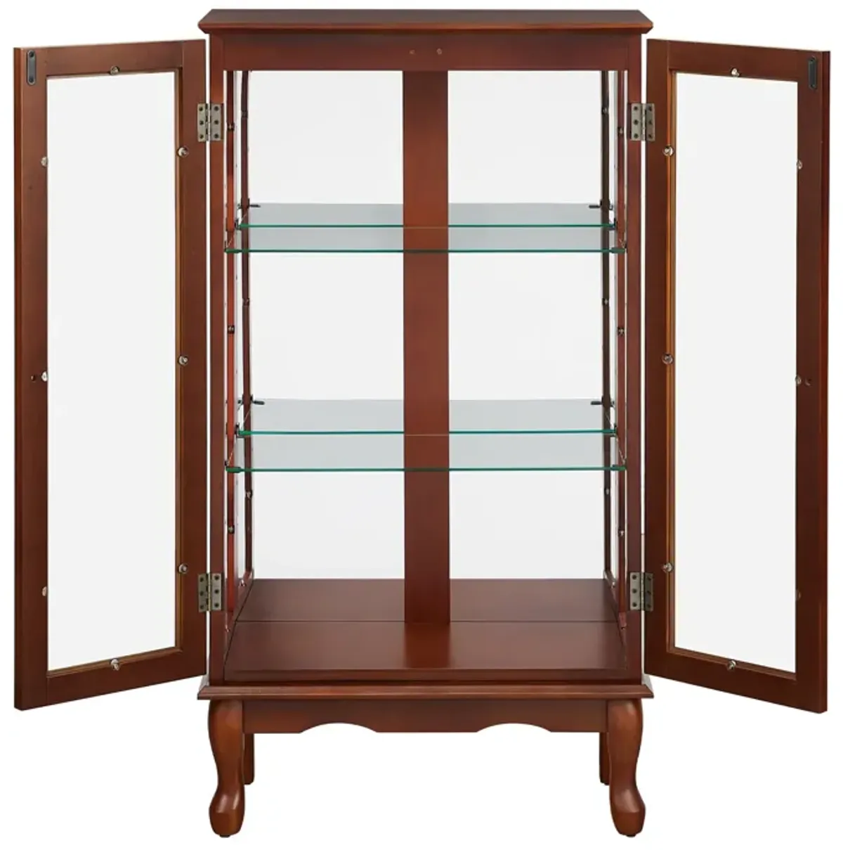 Curio Cabinet Lighted Curio Diapaly Cabinet With Adjustable Shelves And Mirrored Back Panel