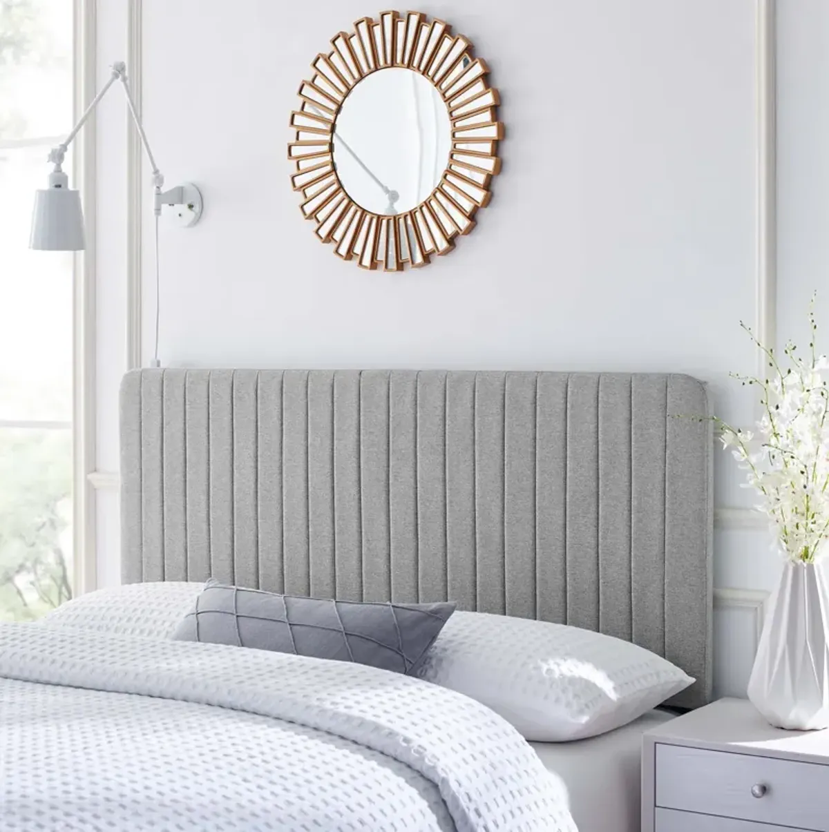 Modway - Milenna Channel Tufted Upholstered Fabric Full/Queen Headboard