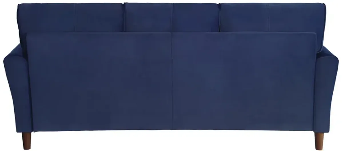 Sarah, Blue Velvet, Stitch Tufting, Reversible Cushions - Benzara