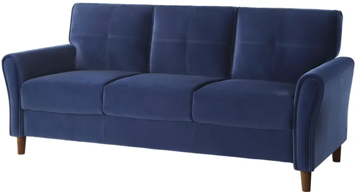 Sarah, Blue Velvet, Stitch Tufting, Reversible Cushions - Benzara