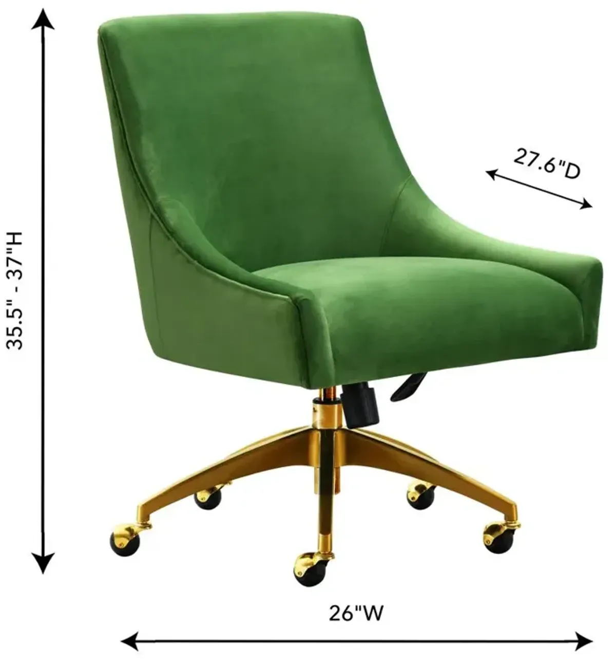 Belen Kox Luxe Green Velvet Swivel Office Chair, Belen Kox