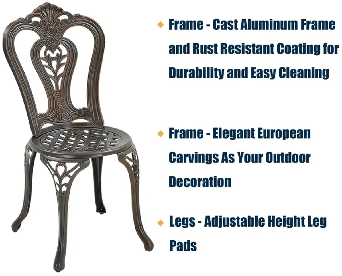 MONDAWE Antique Cast Aluminum Bistro Chairs Hollow Back (Set of 2)