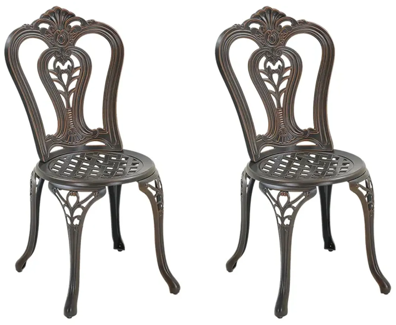 MONDAWE Antique Cast Aluminum Bistro Chairs Hollow Back (Set of 2)