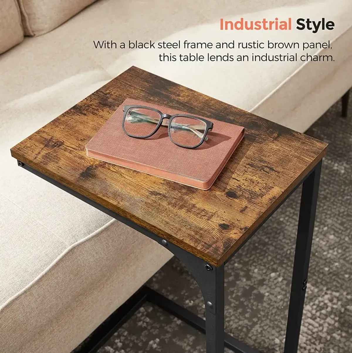 C-Shaped End Table Contemporary Design with Sleek and Versatile Functionality