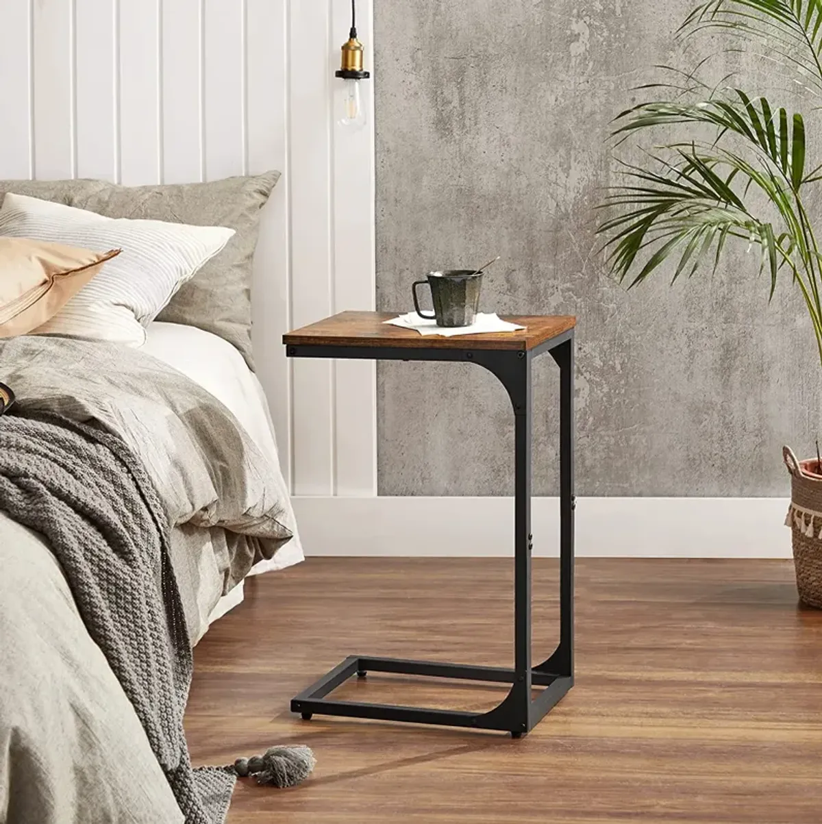 C-Shaped End Table Contemporary Design with Sleek and Versatile Functionality