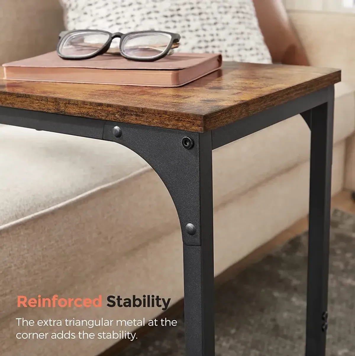 C-Shaped End Table Contemporary Design with Sleek and Versatile Functionality