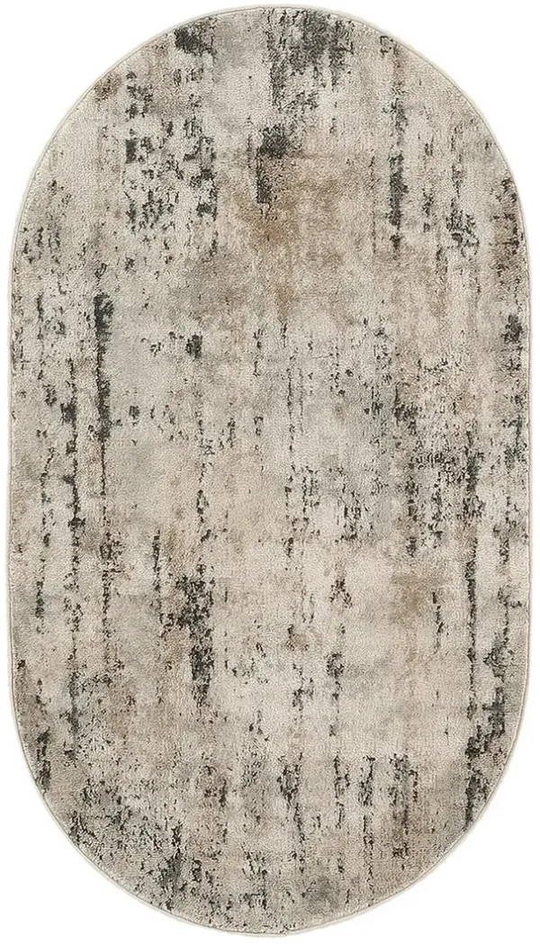 Quarry QUA01 Beige/Gray 3' x 5' Oval Rug