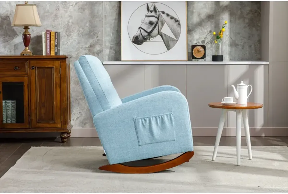 High Back Rocking Chair Nursery Chair Comfortable Rocker Fabric Padded Seat. Modern High Back