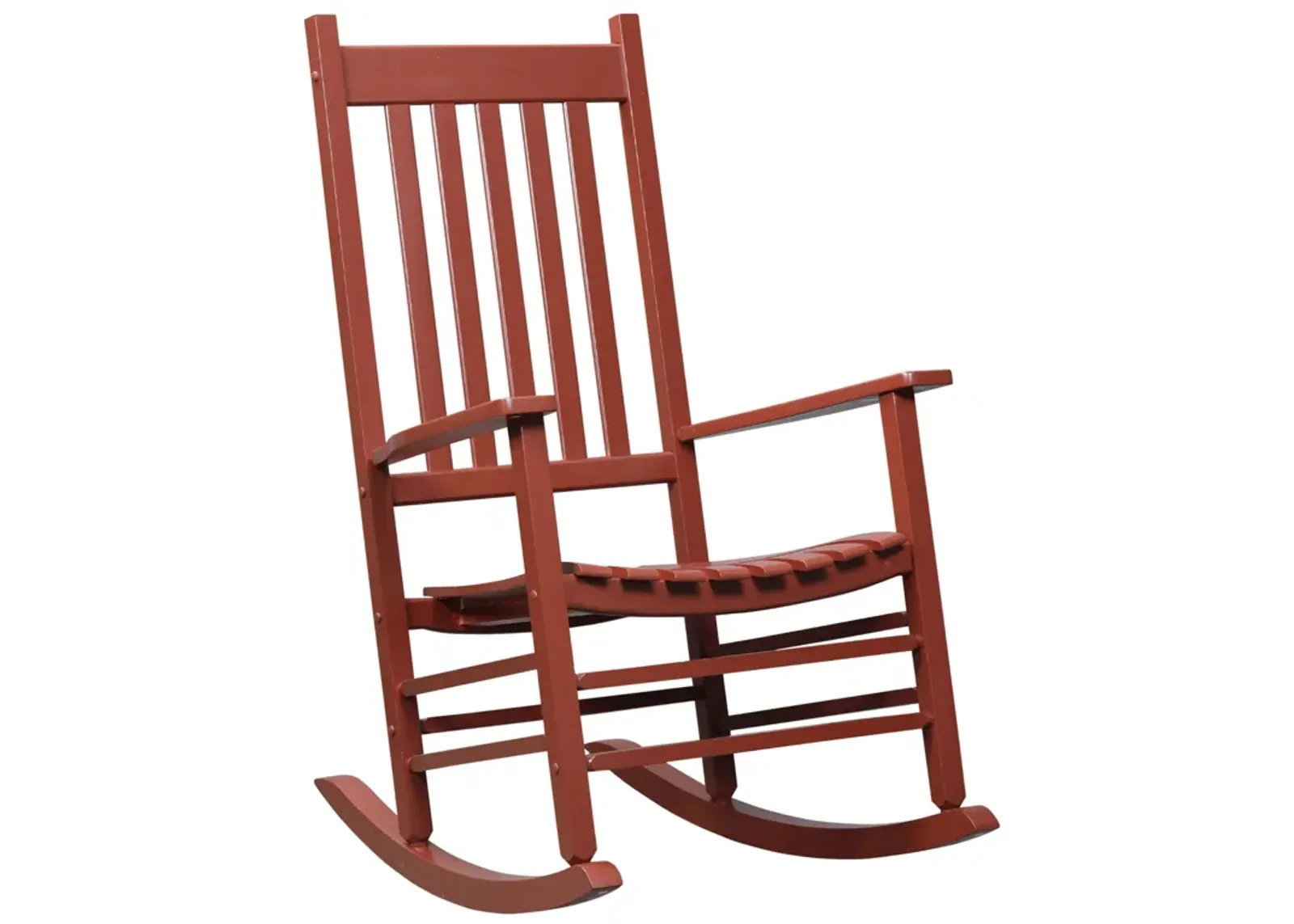 Outsunny Outdoor Rocking Chair, Wooden Rocking Patio Chairs with Rustic High Back, Slatted Seat and Backrest for Indoor, Backyard, Garden, Wine Red