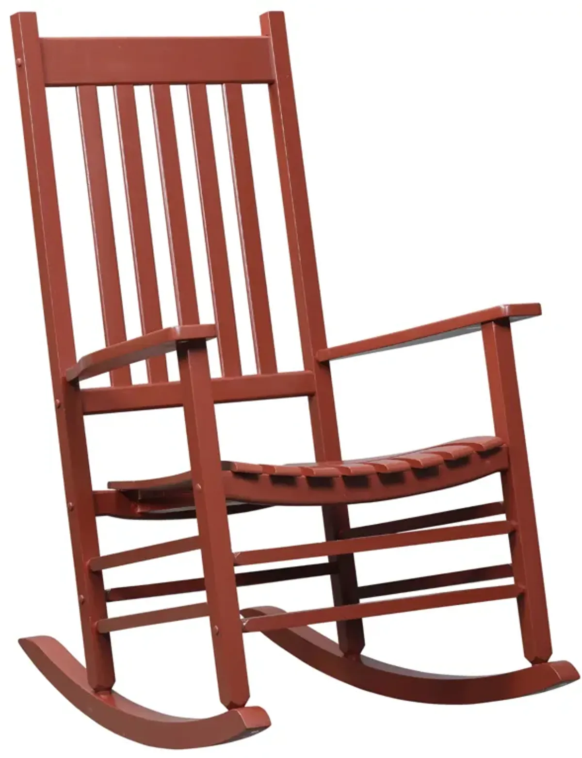 Outsunny Outdoor Rocking Chair, Wooden Rocking Patio Chairs with Rustic High Back, Slatted Seat and Backrest for Indoor, Backyard, Garden, Wine Red