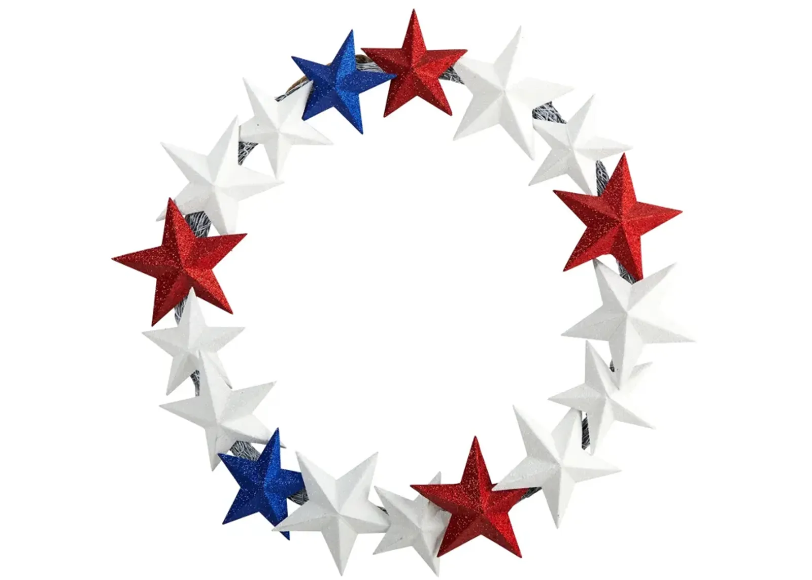 HomPlanti 21" Americana Wreath with Stars Red White and Blue