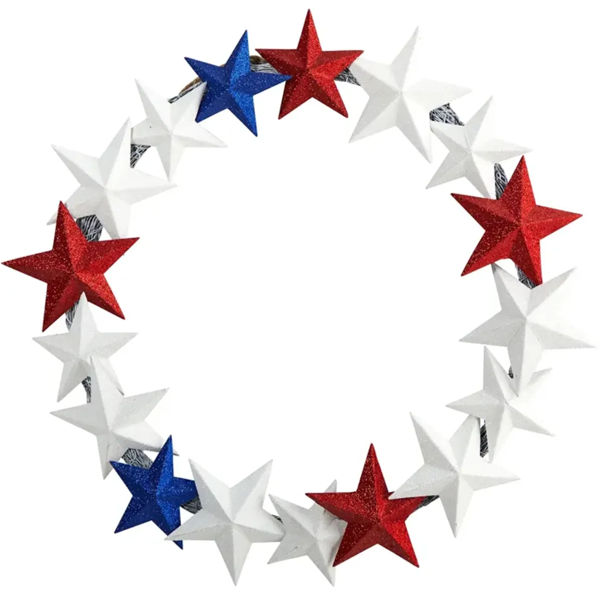 HomPlanti 21" Americana Wreath with Stars Red White and Blue